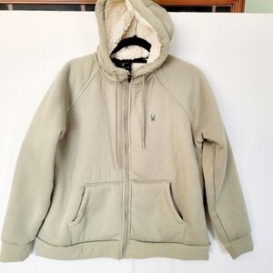 SPYDER Hoodie Sherpa Lined Full Zip Size XL Mint Green Cozy Outdoor
